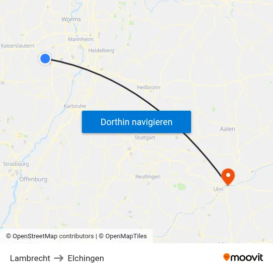 Lambrecht to Elchingen map