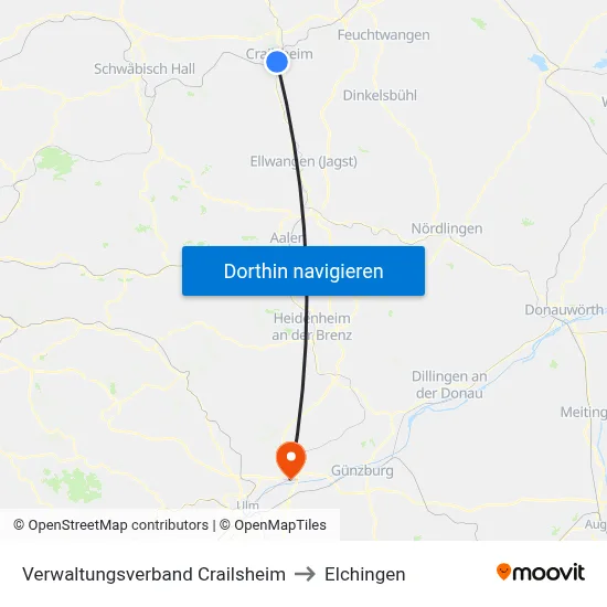 Verwaltungsverband Crailsheim to Elchingen map