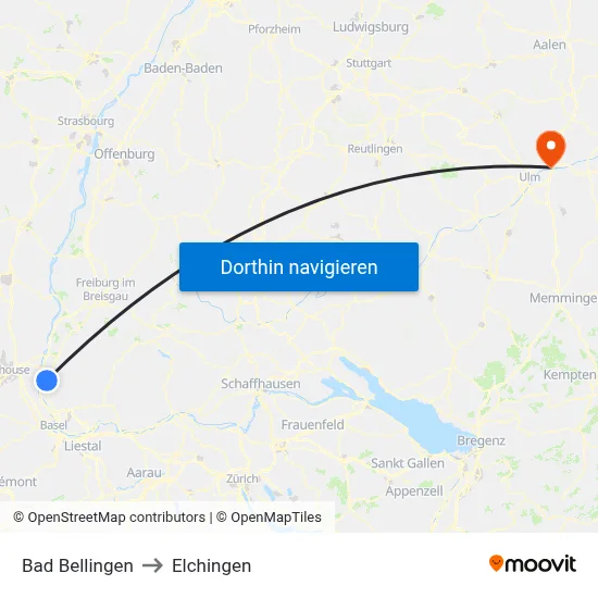 Bad Bellingen to Elchingen map