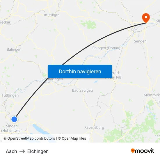Aach to Elchingen map
