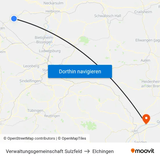 Verwaltungsgemeinschaft Sulzfeld to Elchingen map