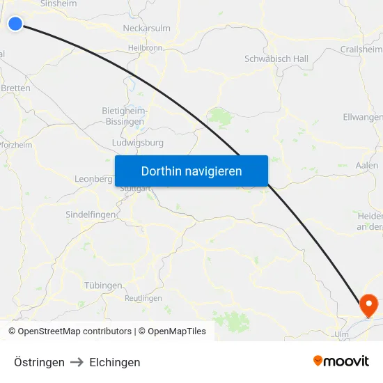 Östringen to Elchingen map