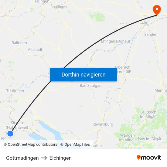 Gottmadingen to Elchingen map