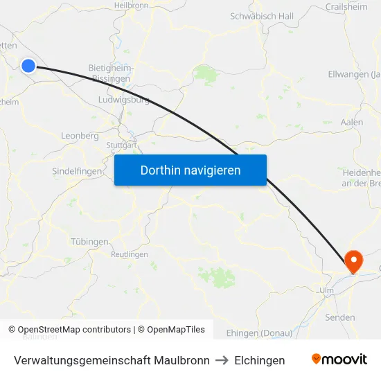 Verwaltungsgemeinschaft Maulbronn to Elchingen map