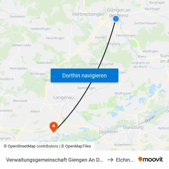 Verwaltungsgemeinschaft Giengen An Der Brenz to Elchingen map