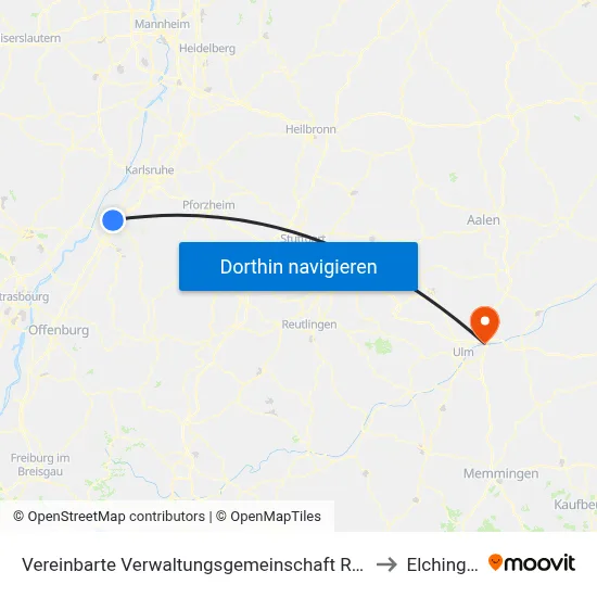 Vereinbarte Verwaltungsgemeinschaft Rastatt to Elchingen map
