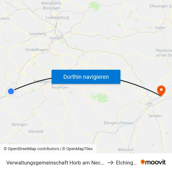 Verwaltungsgemeinschaft Horb am Neckar to Elchingen map