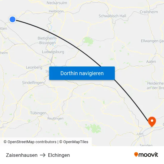 Zaisenhausen to Elchingen map