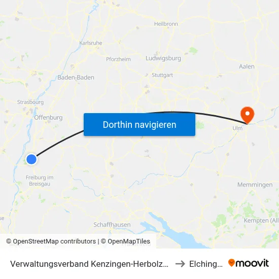 Verwaltungsverband Kenzingen-Herbolzheim to Elchingen map