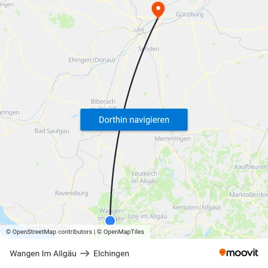 Wangen Im Allgäu to Elchingen map