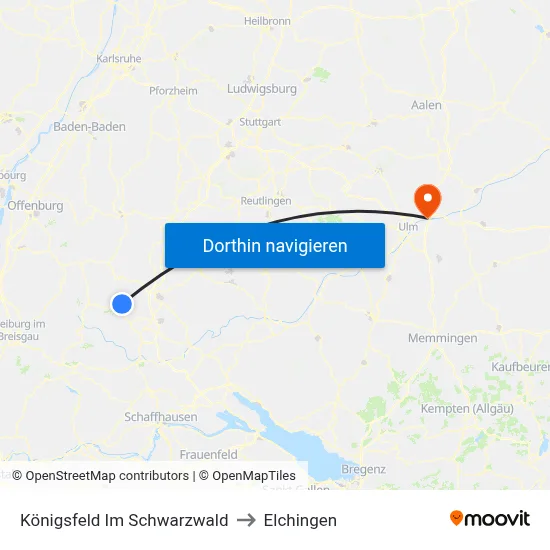 Königsfeld Im Schwarzwald to Elchingen map