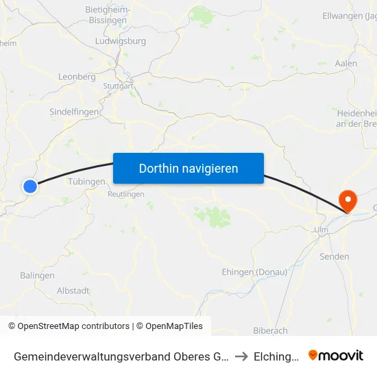 Gemeindeverwaltungsverband Oberes Gäu to Elchingen map