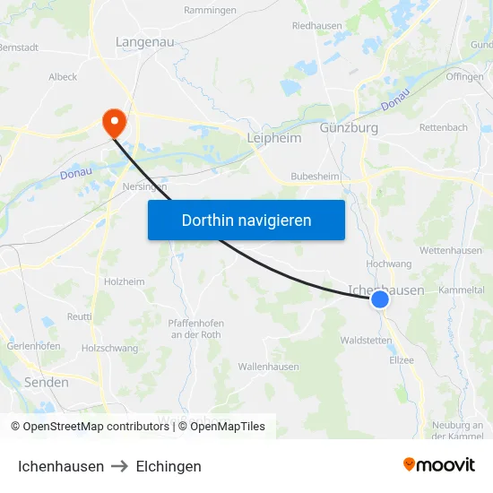 Ichenhausen to Elchingen map