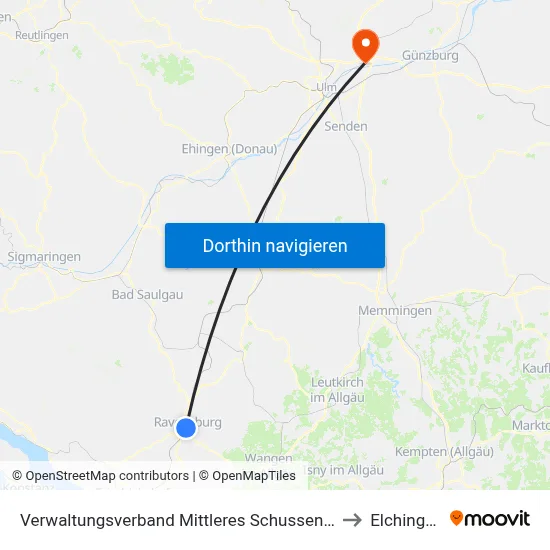 Verwaltungsverband Mittleres Schussental to Elchingen map