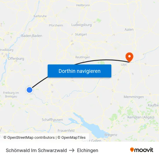 Schönwald Im Schwarzwald to Elchingen map