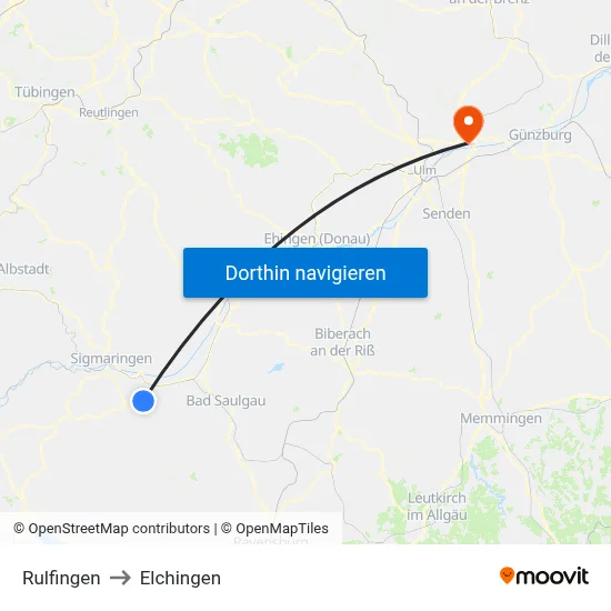 Rulfingen to Elchingen map