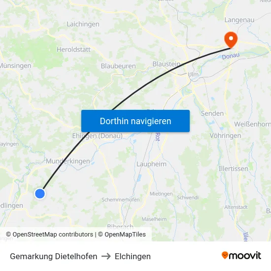Gemarkung Dietelhofen to Elchingen map