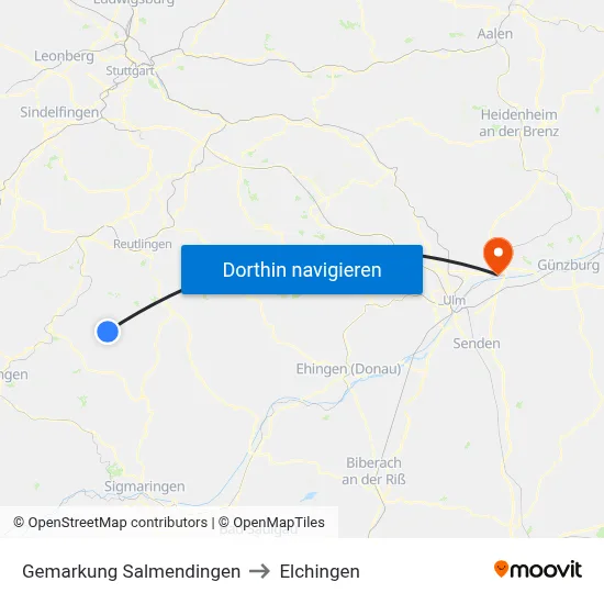 Gemarkung Salmendingen to Elchingen map
