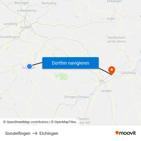 Sondelfingen to Elchingen map
