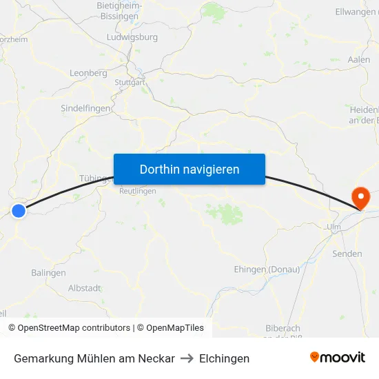 Gemarkung Mühlen am Neckar to Elchingen map