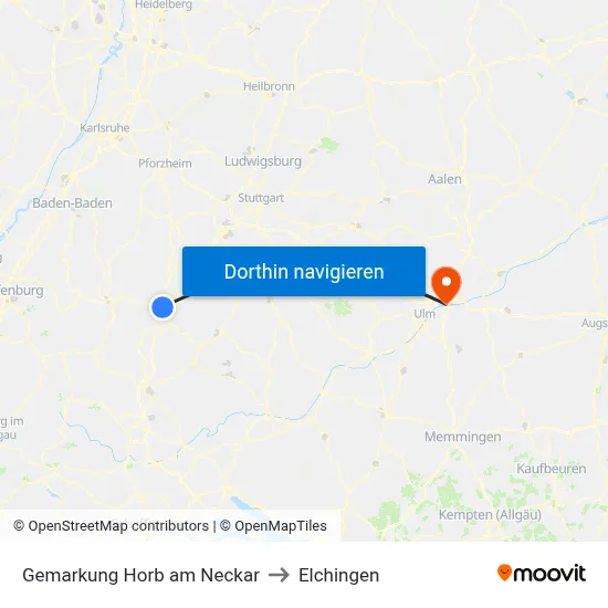 Gemarkung Horb am Neckar to Elchingen map