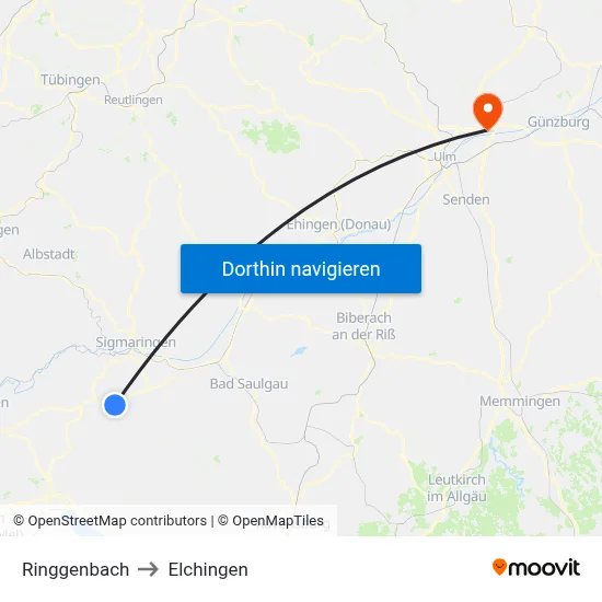 Ringgenbach to Elchingen map