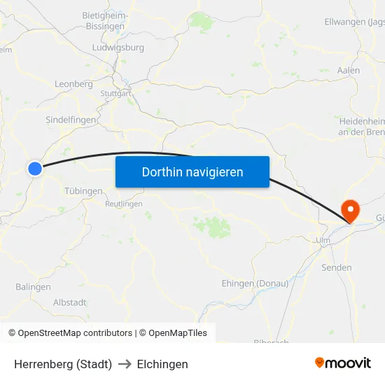 Herrenberg (Stadt) to Elchingen map