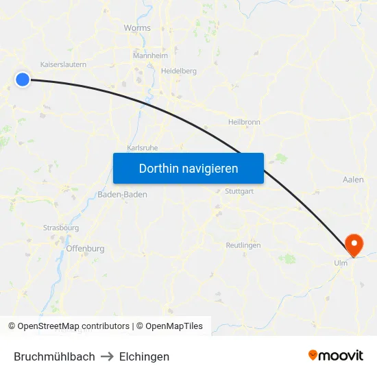 Bruchmühlbach to Elchingen map