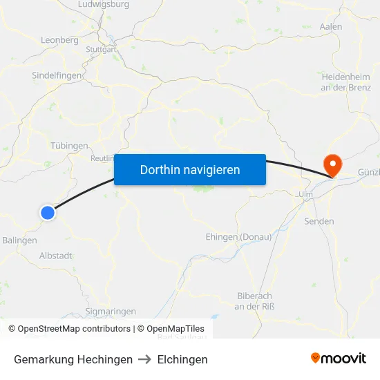 Gemarkung Hechingen to Elchingen map