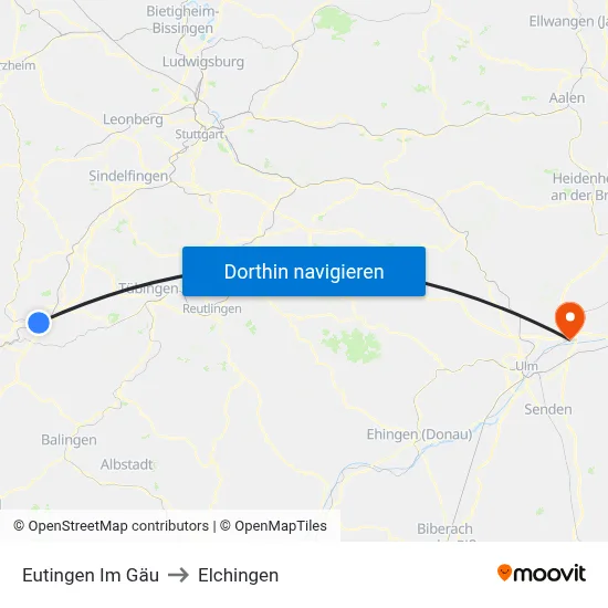 Eutingen Im Gäu to Elchingen map