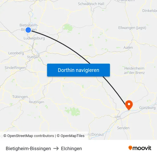 Bietigheim-Bissingen to Elchingen map