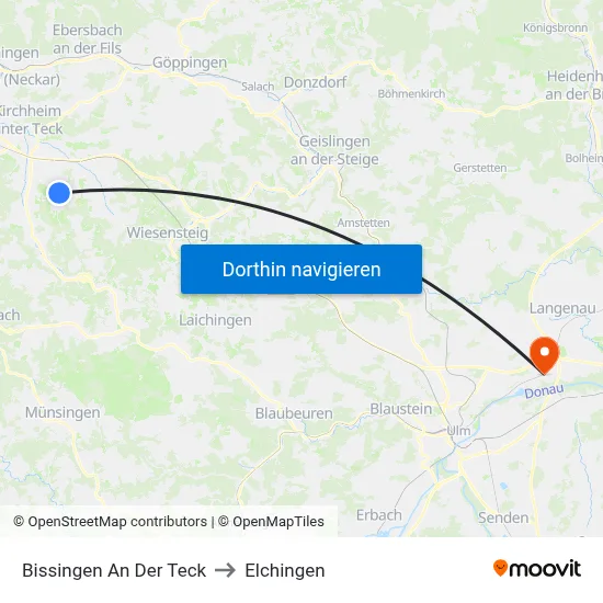 Bissingen An Der Teck to Elchingen map