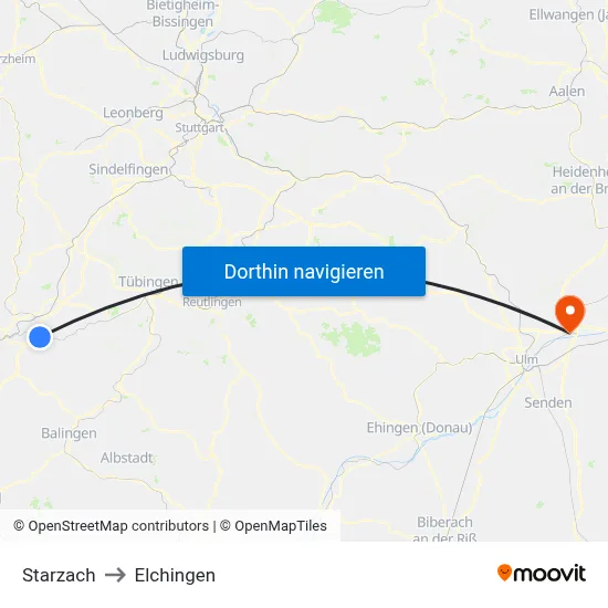 Starzach to Elchingen map