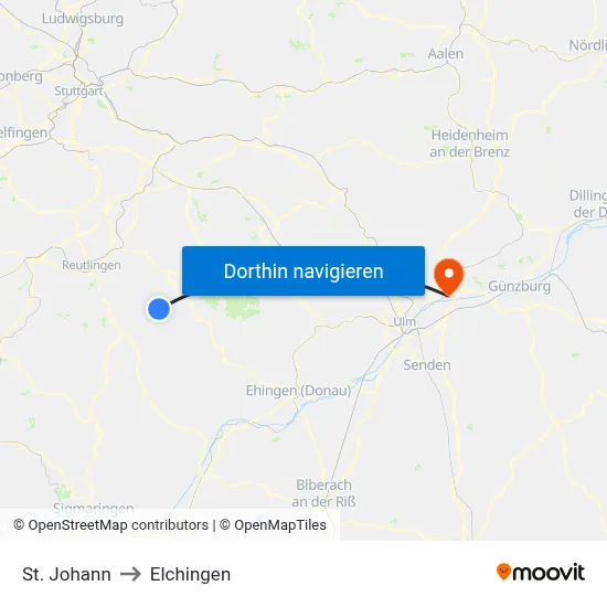 St. Johann to Elchingen map