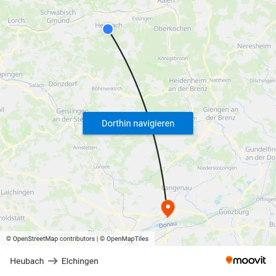 Heubach to Elchingen map