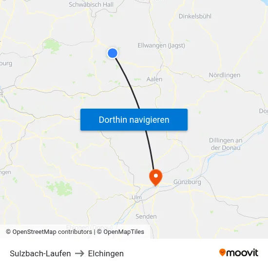 Sulzbach-Laufen to Elchingen map