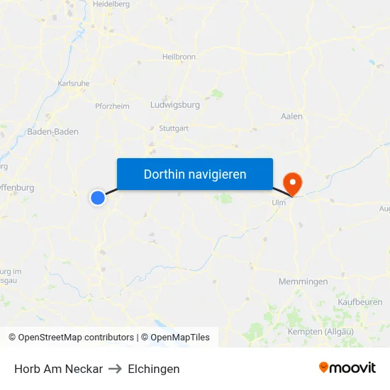 Horb Am Neckar to Elchingen map