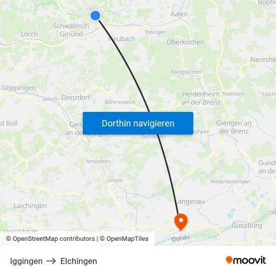 Iggingen to Elchingen map