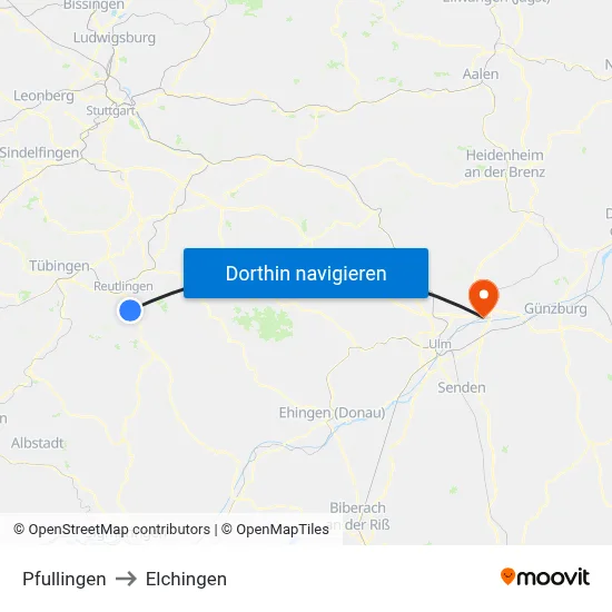 Pfullingen to Elchingen map