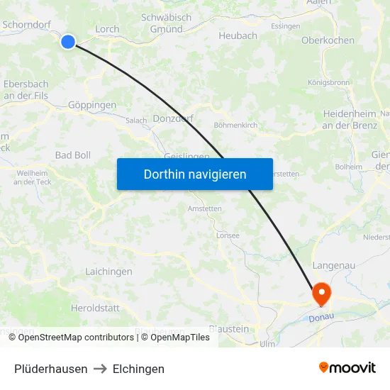 Plüderhausen to Elchingen map