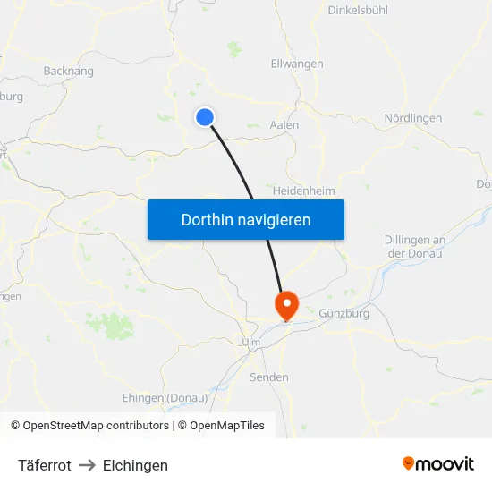 Täferrot to Elchingen map