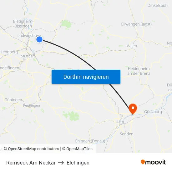 Remseck Am Neckar to Elchingen map