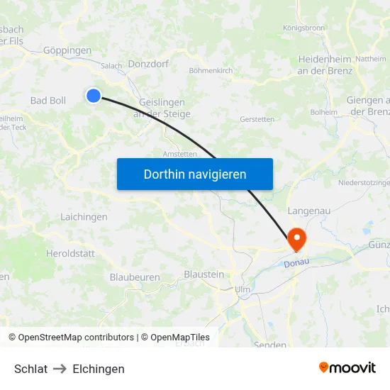 Schlat to Elchingen map