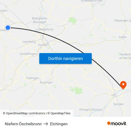 Niefern-Öschelbronn to Elchingen map