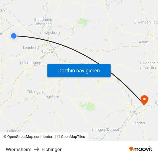 Wiernsheim to Elchingen map