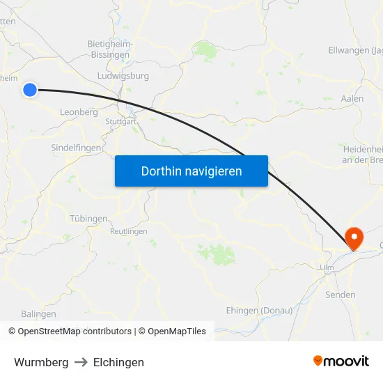 Wurmberg to Elchingen map