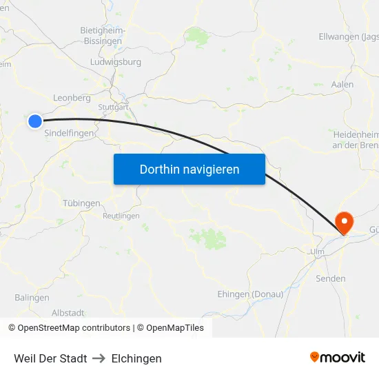 Weil Der Stadt to Elchingen map