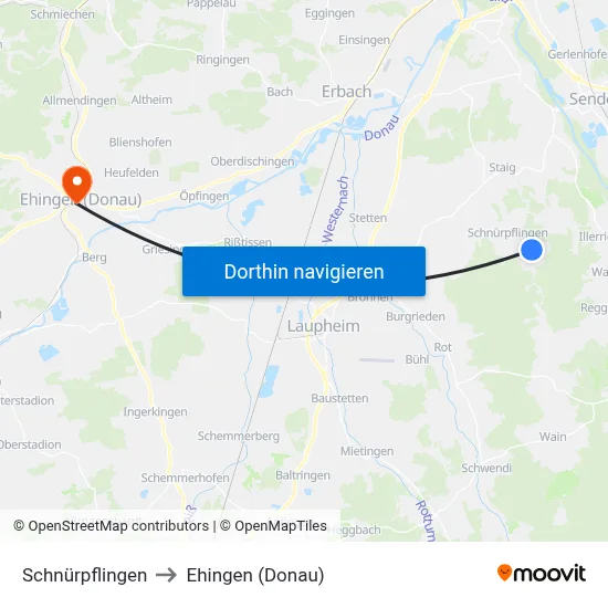Schnürpflingen to Ehingen (Donau) map