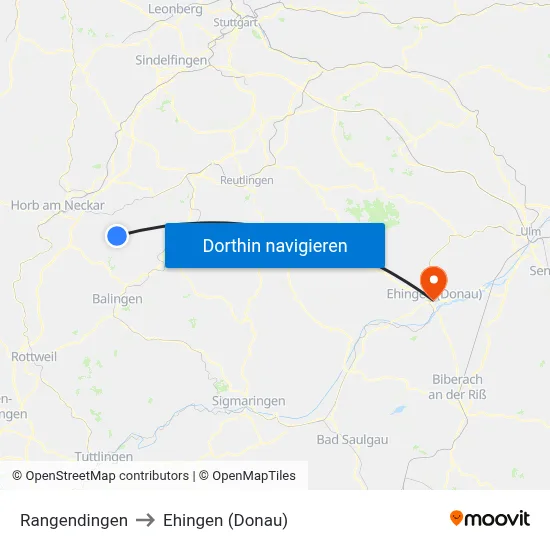 Rangendingen to Ehingen (Donau) map