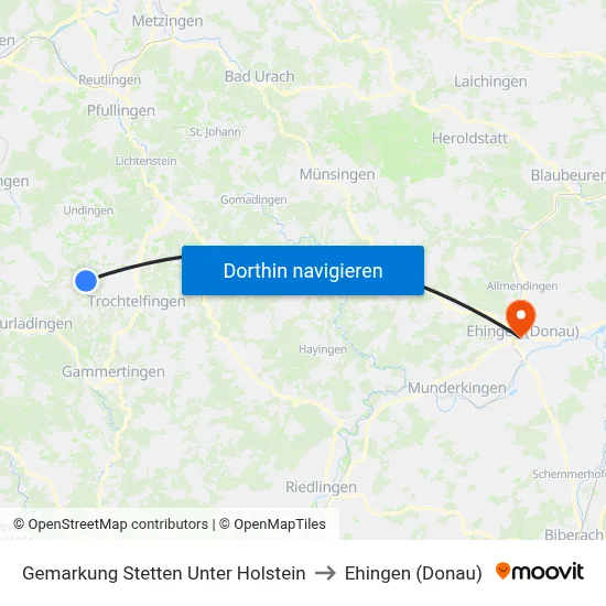 Gemarkung Stetten Unter Holstein to Ehingen (Donau) map
